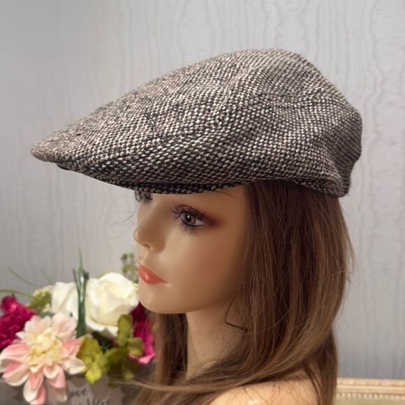 Vintage O”Neill Wool Blend Tweed Brown Newsboy Cap Hat - Picture 2 of 16